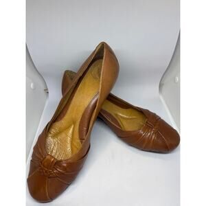 Nurture Women's Brown Leather Wedge Heels Braided Knot Round Toe Pumps Size 9.5